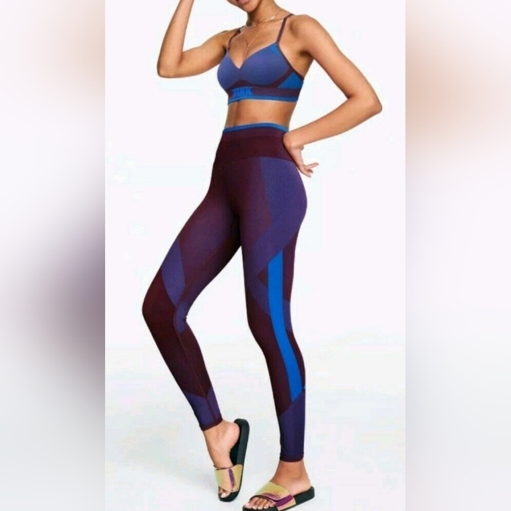 PINK Victoria's Secret Blue and Purple Leggings (S)